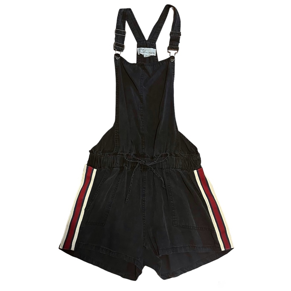 Vintage Havana Black Romper w/ Red & White Stripes (Size L)